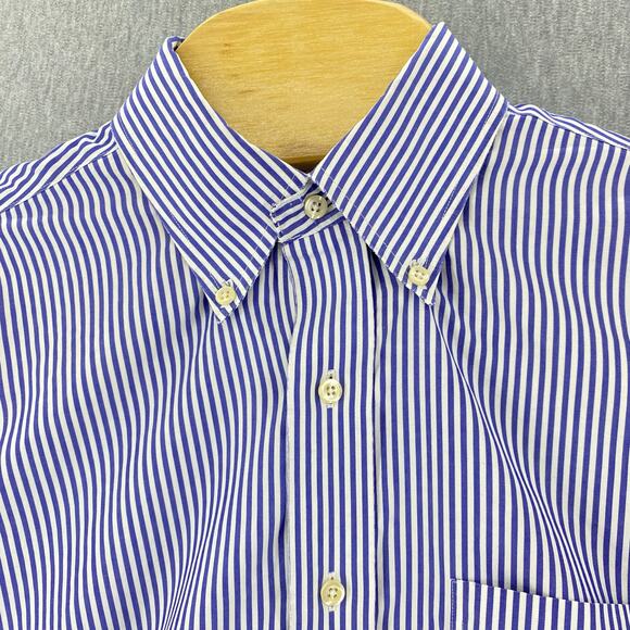 Brooks Brothers Button Down Shirt Blue Stripe All‎ Cotton Mens Size 16-35 - Picture 3 of 6